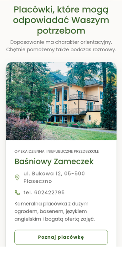 Mobilny widok projektu Baśniowy Zameczek