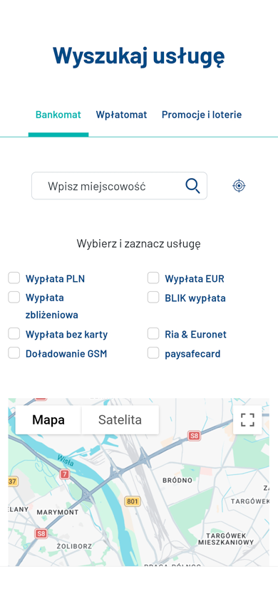 Mobilny widok projektu Euronet